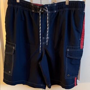 Croft & Barrow Men's Dark Blue and Red Board Shorts